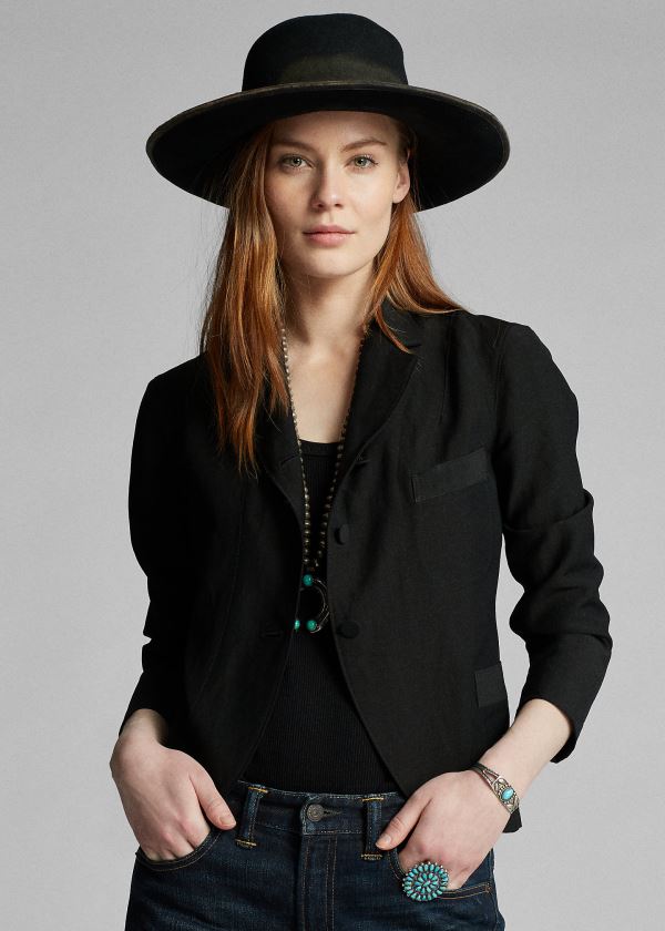 Chaquetas Ralph Lauren Mujer Negros - Linen-Wool Three-Button - SHCIN6254